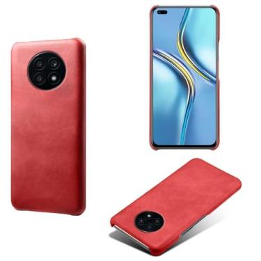 Imagem de Capa para Honor X20,Proteção contra quedas,Casca de volta de cor sólida simples,Design de couro de imitação de plástico-Red
