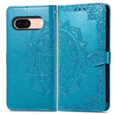 Imagem de Asdsinfor Capa para Google Pixel 9 Pro XL, capa carteira de couro PU com suporte para cartão fecho magnético flip capa de proteção para Google Pixel 9 Pro XL azul mandala SD