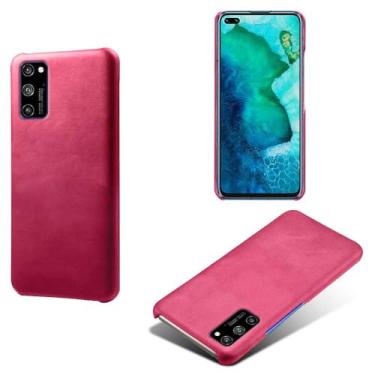 Imagem de Capa para Huawei Honor V30 PRO,Proteção contra quedas,Casca de volta de cor sólida simples,Design de couro de imitação de plástico-Rose