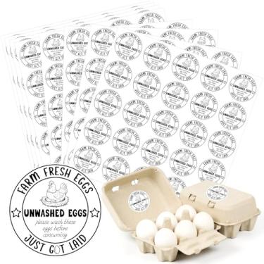 Imagem de 500 etiquetas de caixa de ovos frescos da fazenda, adesivos redondos de 5 cm, adesivos autoadesivos de PET para embalagem de ovos frescos de fazenda para família de galinha e codorna (Style02)