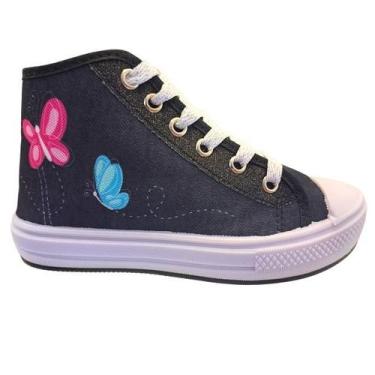 Imagem de Tênis Casual Cano Alto Meninas Infantil Borboleta Ortobessa, Preto, 33