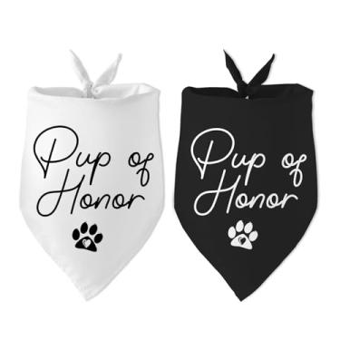 Imagem de Pacote com 2 bandanas para cães Pup of Honor Maid of Honor, presente de chá de panela, acessórios para fotos de noivado para amantes de cães, presente de dono