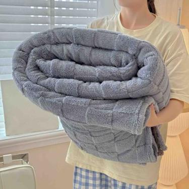 Imagem de Cobertores e mantas fofas femininas masculinas para cama adulto longo grosso macio confortável e quente para sofá casual primavera outono inverno (cinza, 150 x 200 cm)