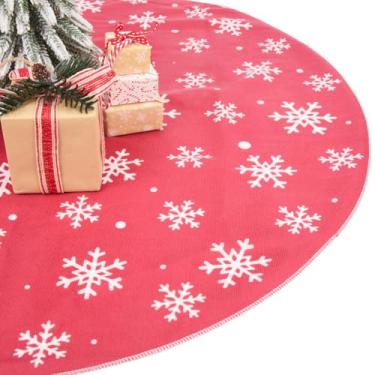 Imagem de CREATCABIN Saia de árvore de Natal de 76 cm vermelha curta de pelúcia para árvore de Natal enfeite branco floco de neve pequeno redondo tapete de natal capa para casa, Natal, festa, inverno, decoração