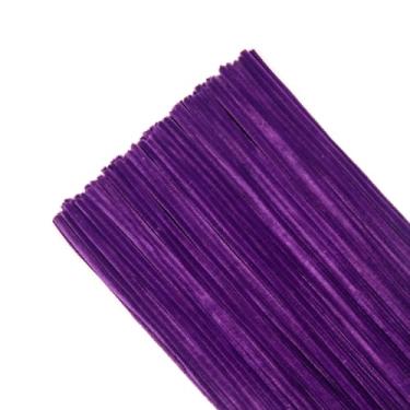 Imagem de TOAOB 100 peças de limpadores de cachimbo vermelho arroxeado hastes de chenille 6 mm x 12 polegadas de espessura material de artesanato difuso para projetos de arte, faça você mesmo, flores, animais