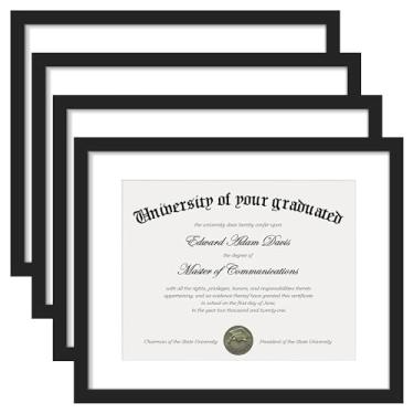 Imagem de upsimples Moldura de diploma com acrílico transparente, porta-retrato 28 x 35 cm para certificado de grau de documento, preto, pacote com 4
