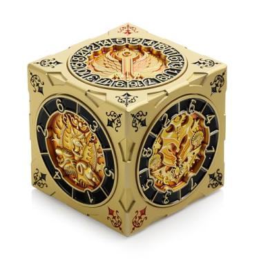 Imagem de DNDND Luxury Gold Multi-Functional Spinner DND Dice – Premium D&D Monster Themed Metal Dice Cube for TTRPG, Dungeon Masters & RPG Collector's Gift (Gold)