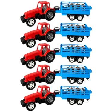 Imagem de Kit 5 Brinquedos Trator + 3 Bois Presente Criança Infantil Doação