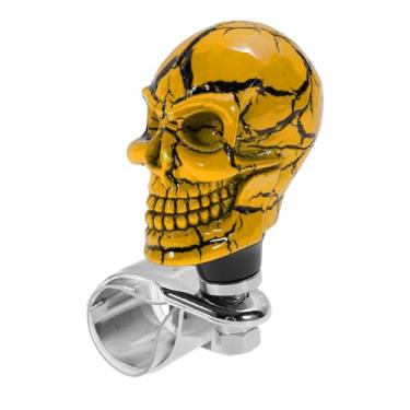 Imagem de INFINAUTO Maçaneta de volante de carro de 30,5 mm pequena caveira veículo bola rotadora para caminhonetes SUV, semi-reboques, vans, barcos, tom dourado, 1 peça