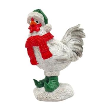 Imagem de Generic Ornamento de estatueta de animal de Natal, decoração de Natal, estátua decorativa exclusiva, escultura para vitrine, quarto interno, Frango