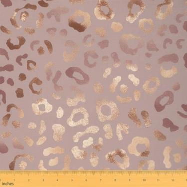 Imagem de Erosebridal Tecido de impressão de leopardo por jarda, tecido de estofamento com estampa de chita safári rosa, animal selvagem para costura acolchoada, ouro rosa, 1 jarda