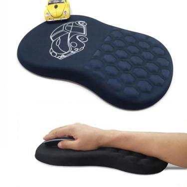 Imagem de Mouse pad ergonômico com suporte de pulso e volume de massagem de espuma de memória, mousepad inclinado com descanso de pulso para aliviar a dor no pulso, grande 30 x 20 cm, carro fofo