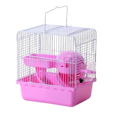 Imagem de IEUDNS Gaiola portátil para hamster com alça e ventilação, estojo para transporte de gerbilos, habitat para pequenos animais, Rosa