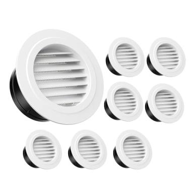 Imagem de HG Power Ventilações Soffit de 150 mm - Pacote com 8 Ventiladores com Louvered ABS Branco com Malha de Tela Integrada - para Exaustor, Ventilador de Duto Inline, Banheiro, Cozinha, Sótão, HVAC e