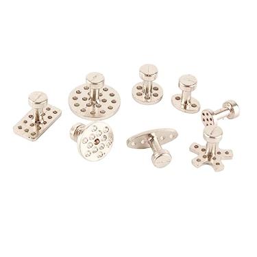 Imagem de 8 peças de abas de extrator de amassados, abas de remoção de amassados de carroceria de carro de alumínio, ferramenta de reparo sem pintura, abas de cola, ferramentas de remoção de danos de granizo