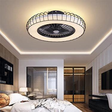 Imagem de Ventilador de teto mudo com luz LED, aplicativo e controle remoto Luz do ventilador de teto ajustável com 3 velocidades de velocidade do vento regulável para quarto com ventilador de sala de