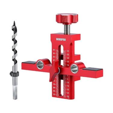 Imagem de Dualoai Gabarito de montagem de porta de armário, ferramenta de instalação de porta de armário com braço de suporte e braçadeira, Gabarito com Broca Helicoidal