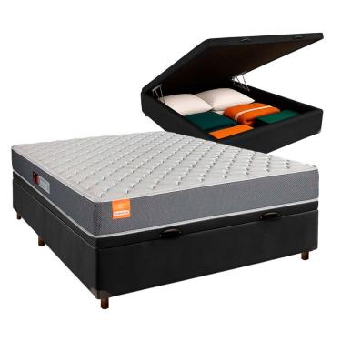 Imagem de Cama Box Bau Preto Casal + Colchão D23 Pro Inducol