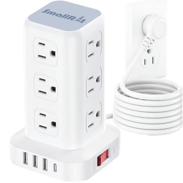 Imagem de SMALLRT Protetor De Surtos Torre Régua Energia Com 12 Tomadas Usb E 4 Portas (1 C), Cabo Extensão 3 Metros Plugue Plano, Extensor Múltiplas Tomadas, Proteção Contra Sobrecarga Para Escritório Domést