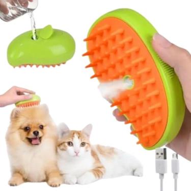 Imagem de Escova Para Gatos A Vapor 3 Em 1 Pente Stea-Autolimpante Escova Vaporizador Pente de Remoção de Pelos Cães E Gatos