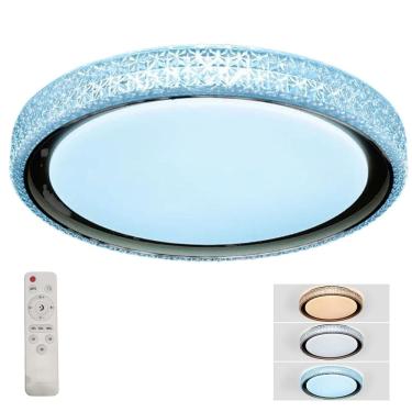 Imagem de Luminaria Plafon 3 Tons LED Luxo Cristal Controle Remoto Casa Trabalho Escritorio Residencial Comercial Moderno