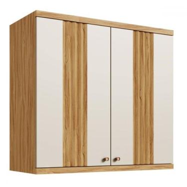 Imagem de Armário Aéreo Cozinha 80 Cm Sauvignon 2 Portas 100% Mdf Amêndoa/Off Wh