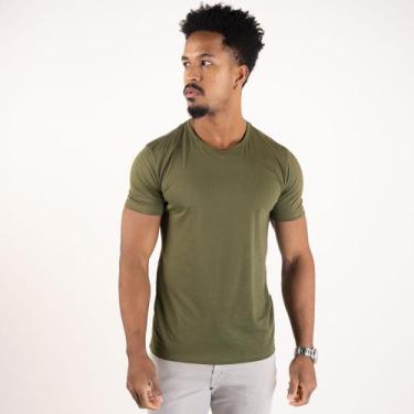 Imagem de Camiseta Básica Masculina Versatiold Algodão Egípcio, GG, Verde oliva
