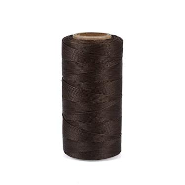 Imagem de 284 jardas fio de poliéster encerado plano cores sortidas 1 x 0,3 mm cordão de costura revestido com cera para suprimentos de macramê de miçangas marrom coco