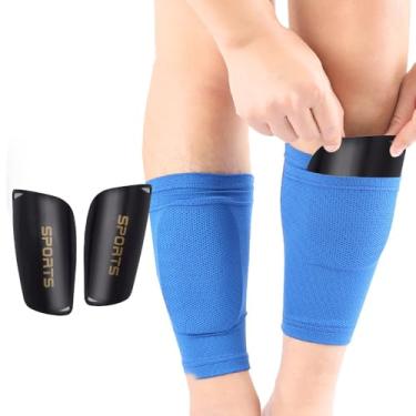 Imagem de 1 par de caneleiras de futebol com protetores de dedos de inserção dupla espessa para proteção das pernas - preto