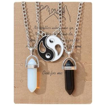 Imagem de Colar para 2 pingentes de cristal para melhor amigo, colar combinando com pingente de amizade, presente para casais, One Size, Metal, Sem Pedra Preciosa