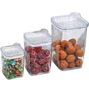 Imagem de Kit 3 Potes Herméticos Quadrados Multiuso com Tampa, Organizadores para Cozinha, Armazenamento de Alimentos Potes e Porta-Mantimentos Cozinha