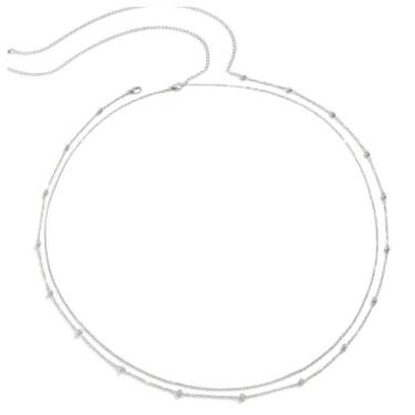 Imagem de Conjunto de corrente de cintura com strass brilhante para mulheres, 2 peças, joias corporais sensuais para uso casual e férias | Conjunto de presente para melhores amigas