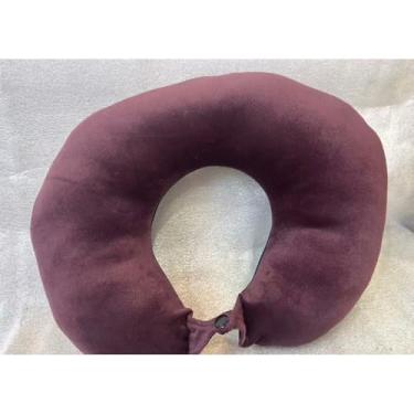 Imagem de Travesseiro De Pescoço Viagem Super Conforto Almofada Cervical Ajustável Para Dormir Em Avião Carro Ônibus(Roxo com preto)