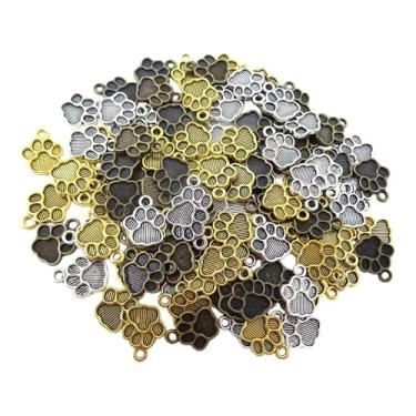 Imagem de Pingente de pegada de animal adorável em forma de pata de cachorro, 120 peças, adorável gato, estampa de pata de animal, para brincos faça você mesmo, colar, pulseira, chaveiro, joias, artesanato, 3