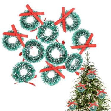 Imagem de 10 peças de mini guirlanda de Natal, decoração de guirlanda artificial em miniatura, enfeites de árvore de Natal para pendurar
