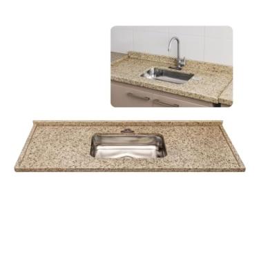 Imagem de Pia de Cozinha Granito Ornamental 100cm Com Cuba Inox Rasa