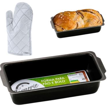 Imagem de Assadeira De Pão Retangular Antiaderente 2L + Luva Térmica