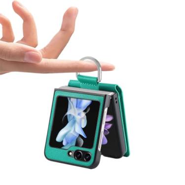 Imagem de Capa carteira protetora para Samsung Galaxy Z Flip 5 5G Flip4 Flip5 Flip3 Flip 4 3 Slot para cartão com suporte de anel capa de couro, verde, para Samsung z flip 4