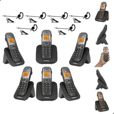 Imagem de Kit Aparelho Telefone Fixo Sem Fio Intelbras TS 5120 com 5 Ramais TS 5