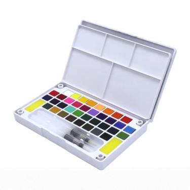 Imagem de Conjunto de Aquarela Profissional, 24 Cores Vibrantes em Estojo Plástico Branco com Pincel de Água