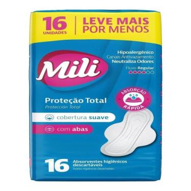 Imagem de Absorvente Mili Proteção Total Suave com Abas - Embalagem com 16 Unida