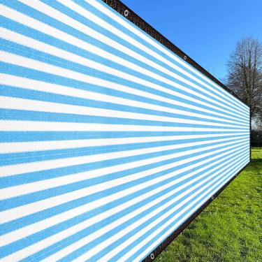 Imagem de HARFINGTON Fence Privacy Screen 4.0 m x 3.0 m (12 Sqft) Cobertura de pano de sombra de malha de esgrima cobertura de rede para varanda exterior deck quintal planta de varanda, azul branco