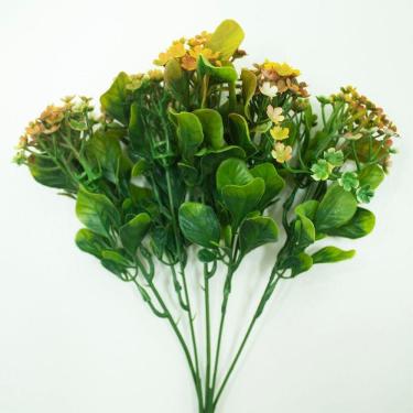 Imagem de Kit 6 Plantas Kalanchoe Artificial Flor Amarelo Jardim 30cm