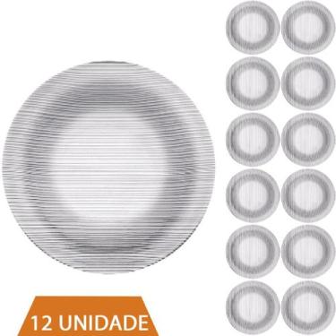 Imagem de Conjunto 12 Pratos Transparente Redondos Fundo 22cm Diamante - NADIR F