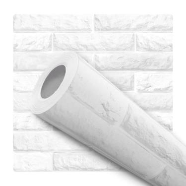 Imagem de Papel De Parede Adesivo Tijolos Brancos Efeito 3D 3m - DELIQUADROS