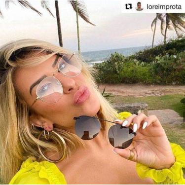 Imagem de Óculos Clipon Sol Armação Feminino Grau Retrô Redondo Bubu - Palas Eye