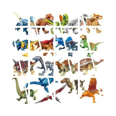 Imagem de Blocos De Montar De Dinossauros Jurássicos: Velociraptor, Triceratops,