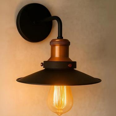 Imagem de Luminária Nordic 38Cm Preto C/Cobre Retrô Vintage Sala Teto
