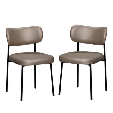 Imagem de Kit 2 Cadeiras Estofadas Camila Para Sala Jantar em Aço Est Dourada As