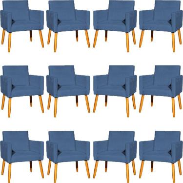 Imagem de Kit 12 Poltronas Decorativa Para Sala Nina Suede Cores Pé Palito 30cm Castanho - Suede